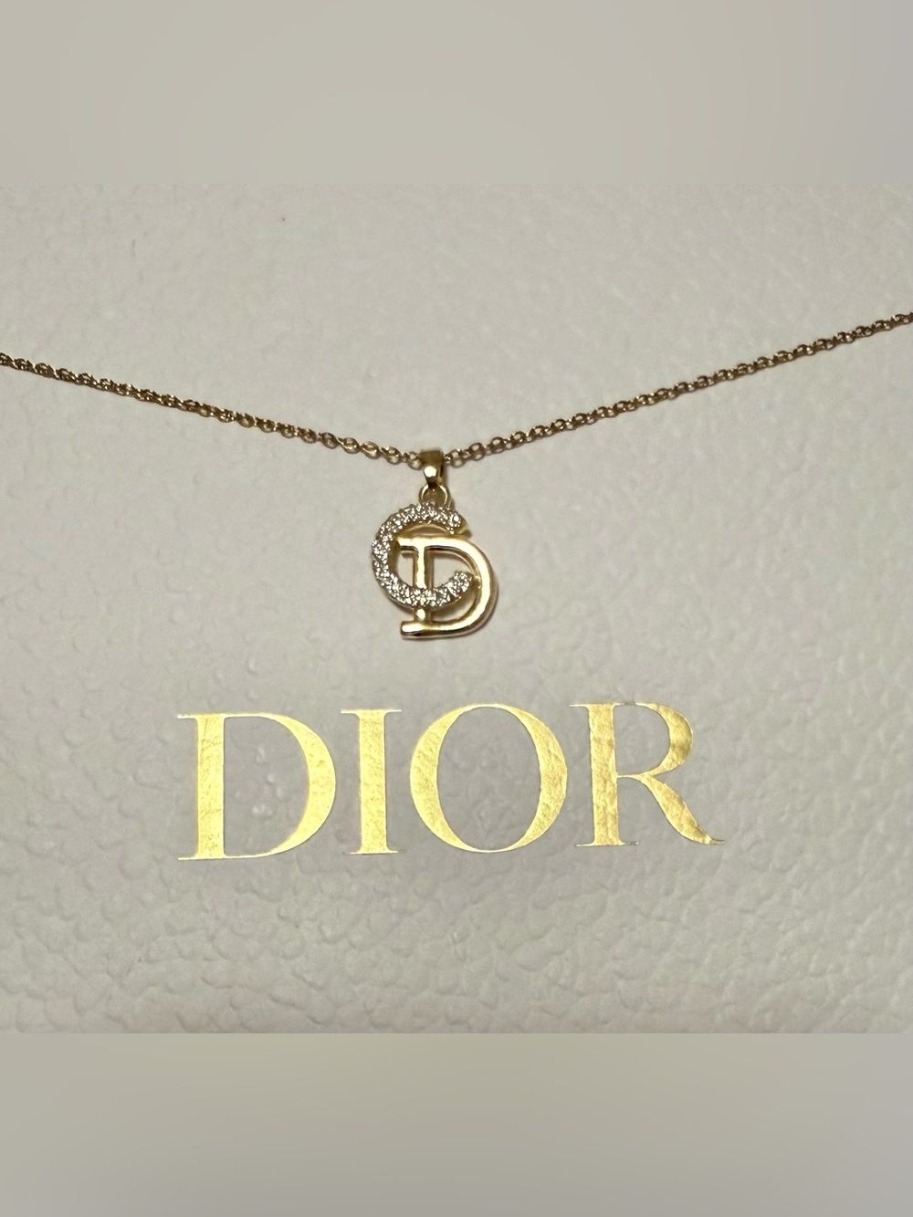 Crystal-Embellished CD Initial Pendant Necklace in Gold-Tone